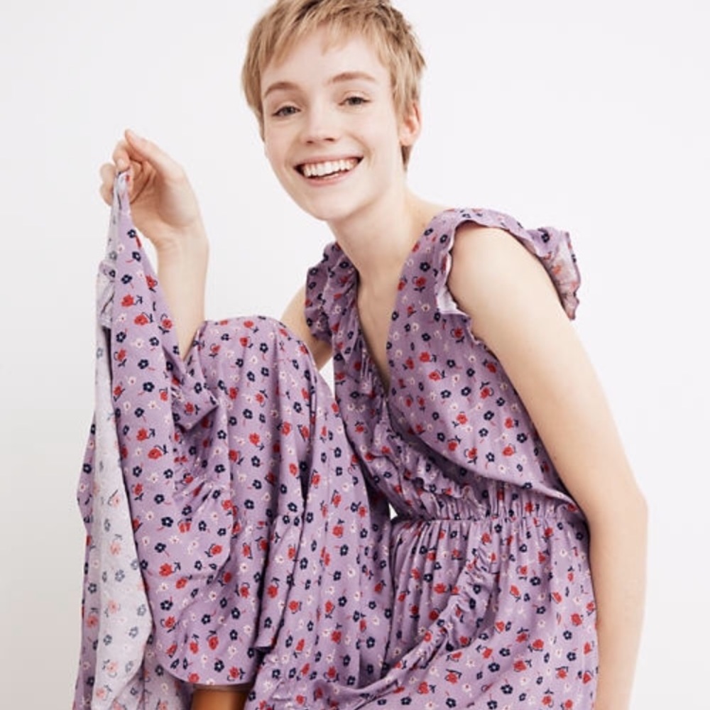 Madewell Ruffle-Edged Wrap Maxi in Prairie Posies